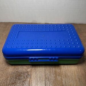 VINTAGE SPACEMAKER PENCIL CRAYON MARKER BOX ‎ GREEN / BLUE STANDARD SIZE 90s